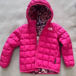 The North Face Hot Pink Quilted Hooded Puffer Jacket
